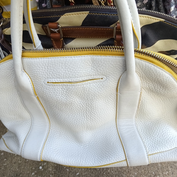 Coach White and Yellow Leather Handbag